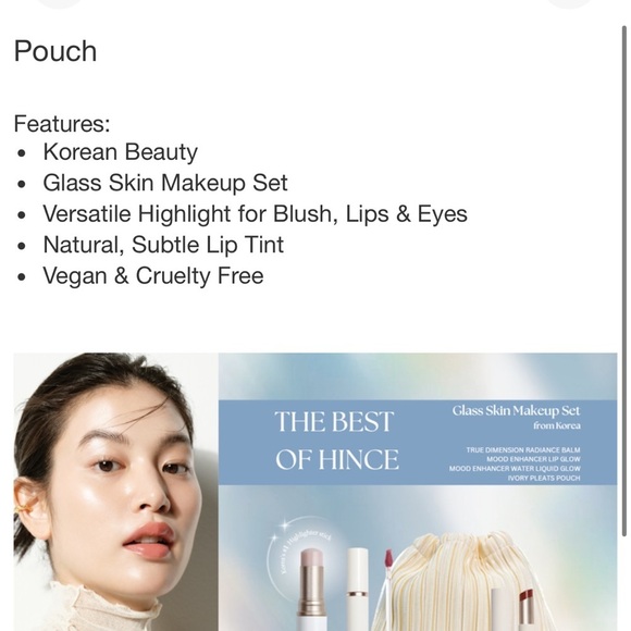 Brand New in Sealed Box Hince Glass Skin Makeup Gift Set with Cosmetic Pouch - Picture 13 of 13